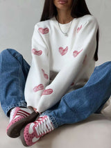 Cozy Sweater with Heart Print image 2