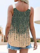 Abstract Pattern Sleeveless Top - S, Multi Green image