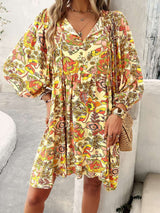 Floral Print Tie-Up Neck Pleated Dress image 5