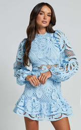 Vibrant Lace Dress with Ruffle Hem image 4