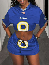 Varsity Crop & Skirt Set - S, Blue image