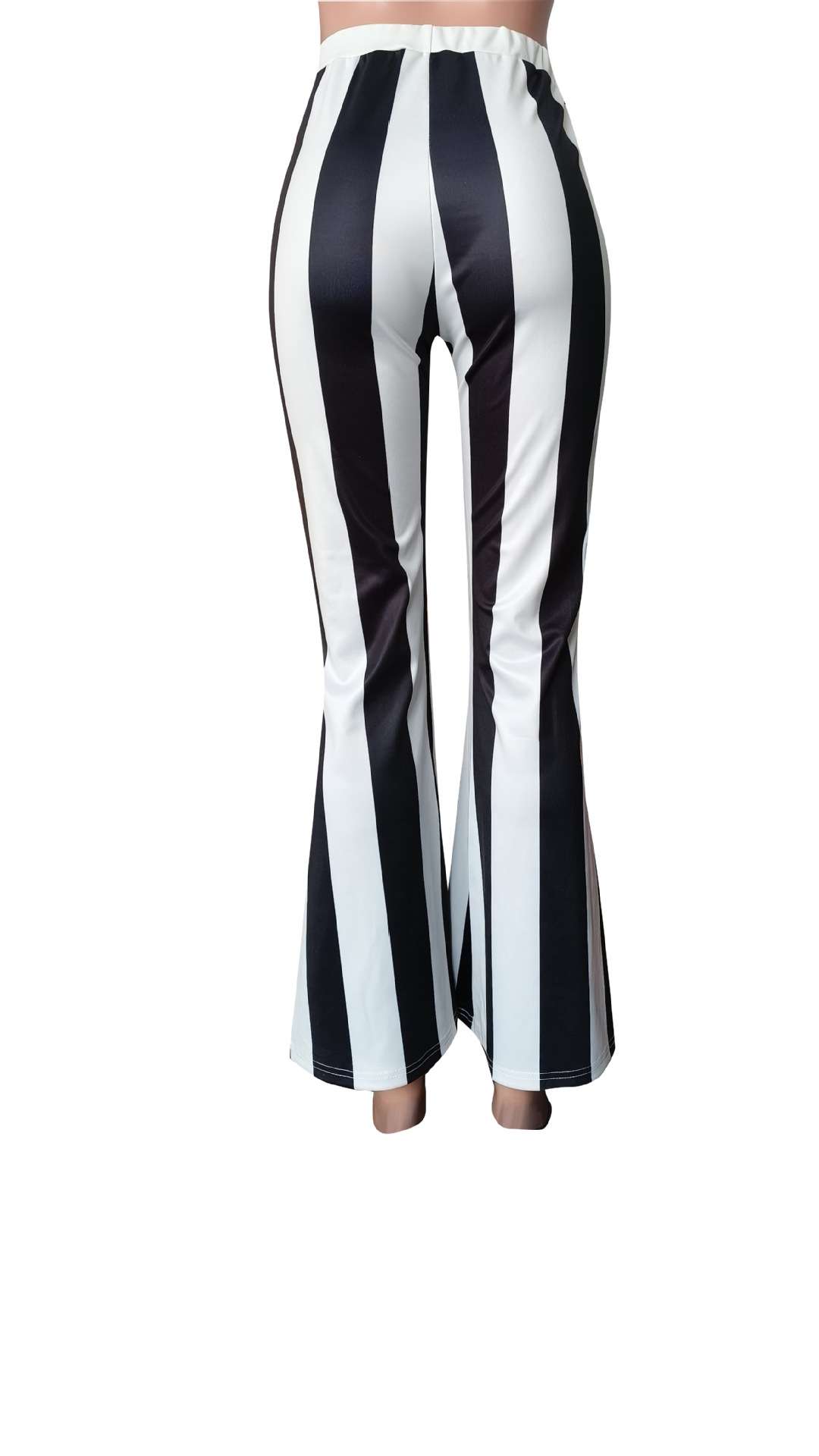 High-Waisted Striped Flared Pants image 3