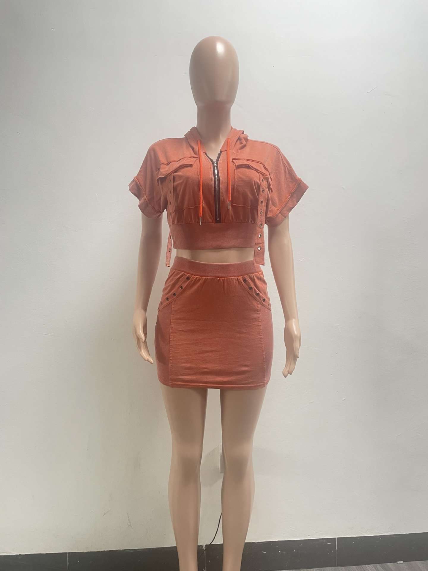 Zip-Up Cropped Jacket & Mini Skirt Set image 5