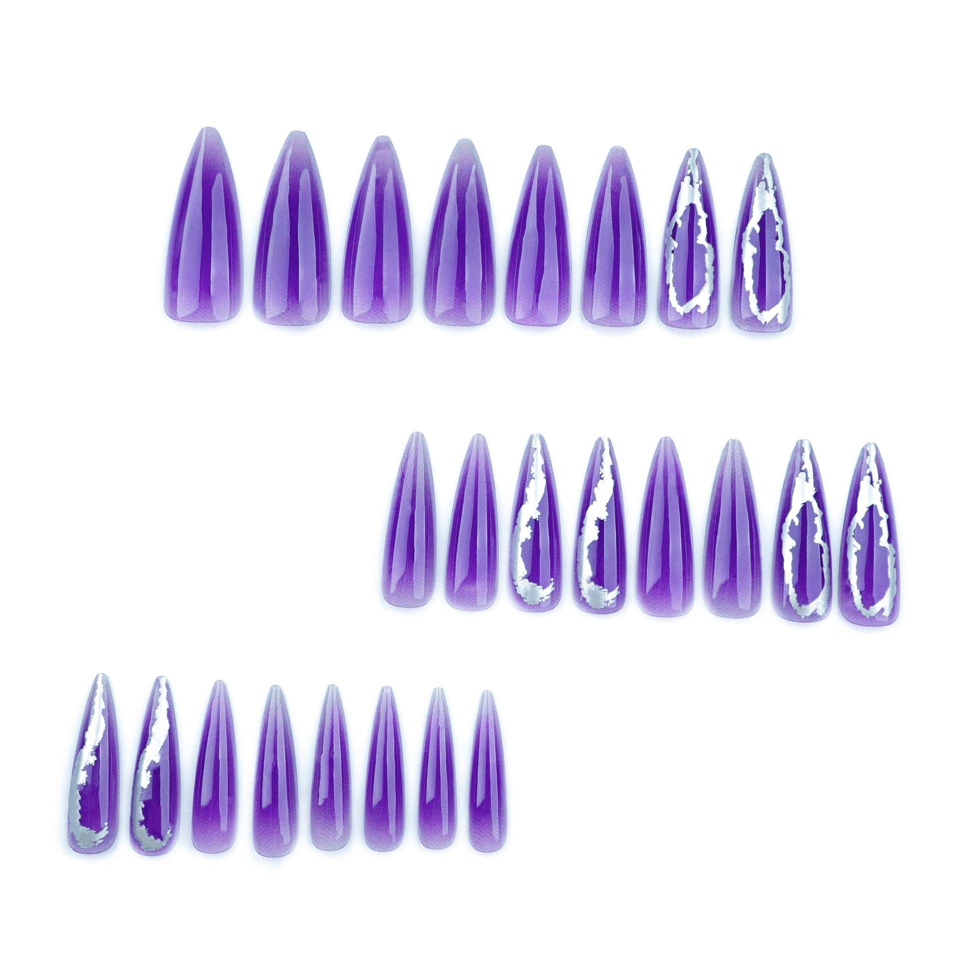 Purple and Silver Stiletto Nail Set image 4