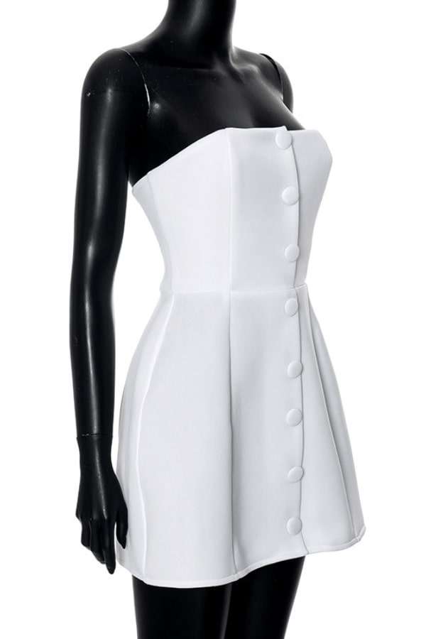 Elegant Buttoned Strapless Mini Dress image 3