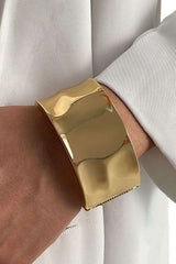 Wide Square Cuff Bracelet - Free Size, Gold image