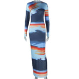 Abstract Printed Bodycon Maxi Dress image 4