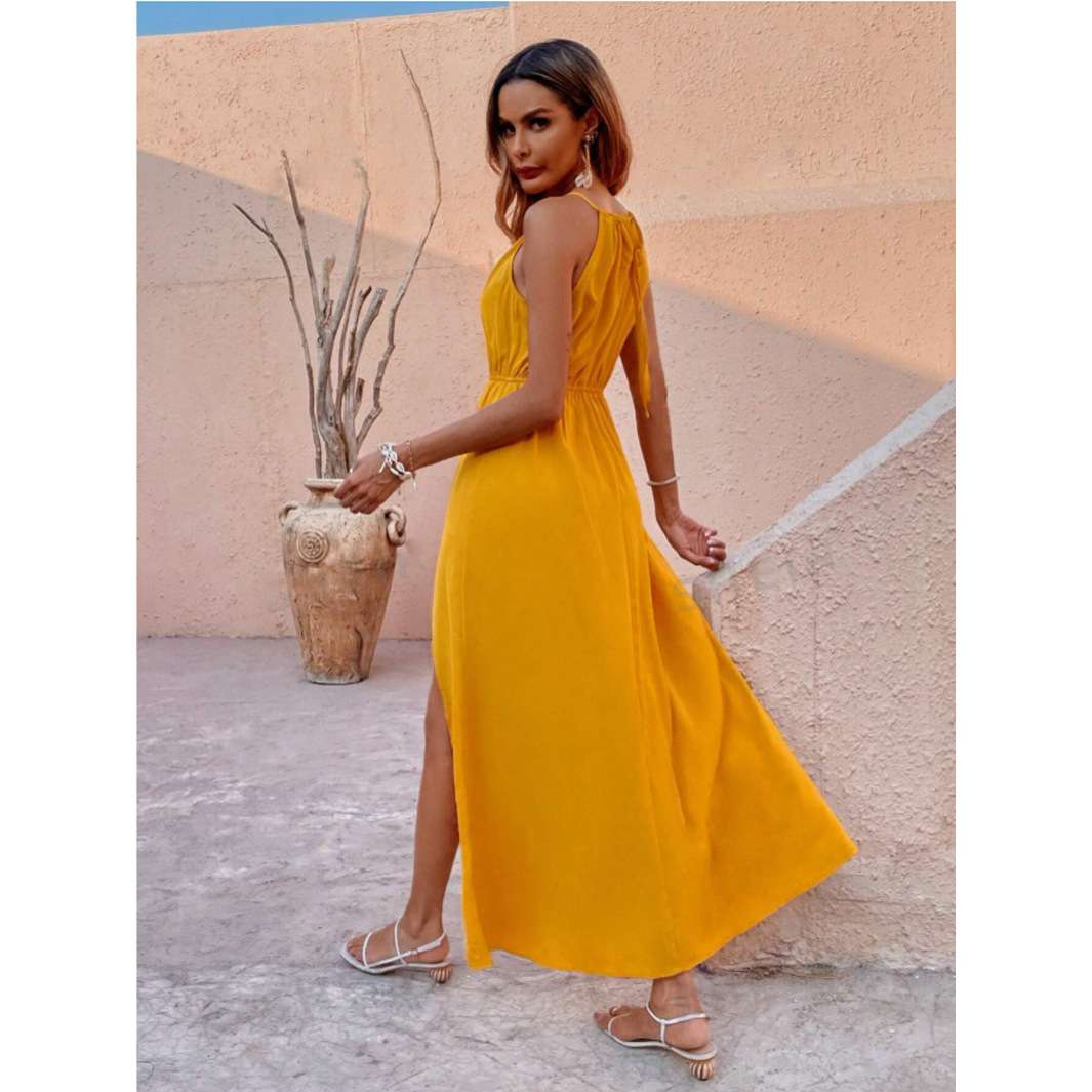 Maxi Dress with Side Slit & Spaghetti Straps image 5