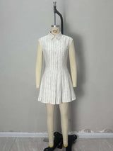 Classic Striped Sleeveless Shirt Dress image 3