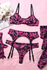 Sexy Printed Bodysuit Stockings Five Piece Lingerie Set image 7