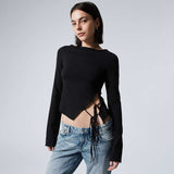 Asymmetrical Wrap Top with Tie Detail image 2