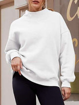 Long-sleeved High Neck Sweatshirt - L, White image