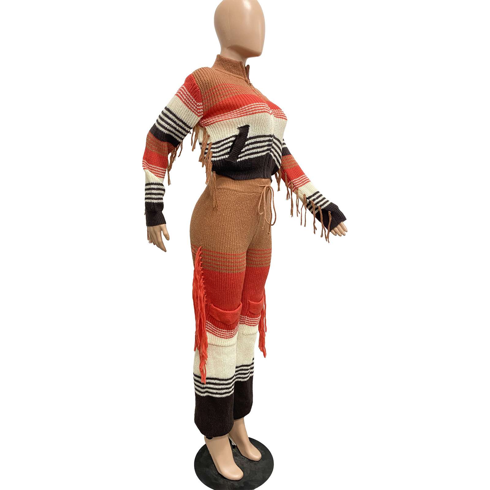 Boho Fringed Knit Two Piece Set image 4