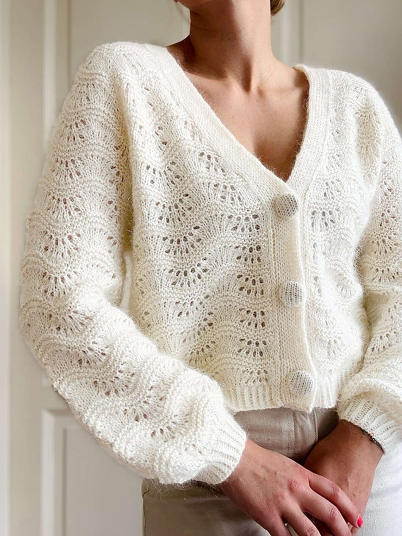 Elegant Crochet Button-Up Sweater image 3