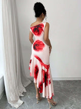 Asymmetric Off-Shoulder Floral Midi Dress image 4