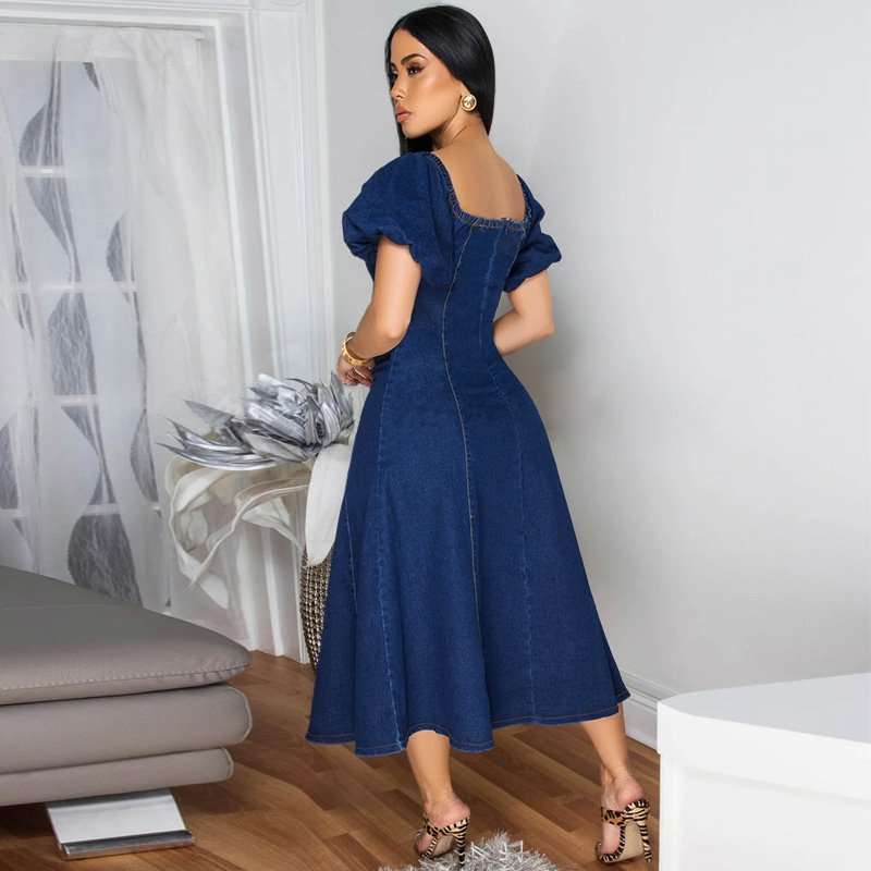 Off-Shoulder Puff Sleeve Midi Dress image 2