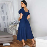 Off-Shoulder Puff Sleeve Midi Dress image 2