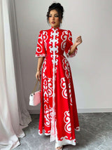 Patterned Maxi Dress with Short Sleeves image 3