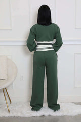 Colorblock Cropped Zipper Lougewear Set image 1