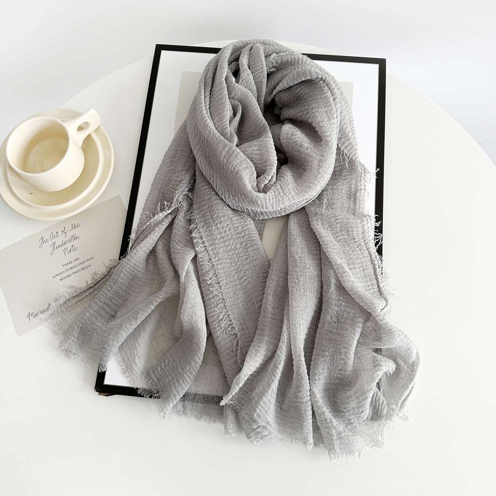 Solid Color Head Scarf for Women - Free Size, Grey image