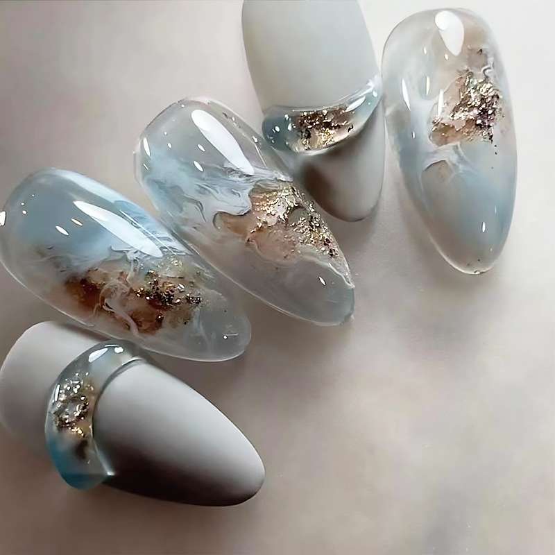 Elegant Marble-Inspired Nail Art image 1