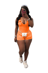 One Piece Sleeveless V Neck Bodycon Short Jumpsuits Rompers image 1