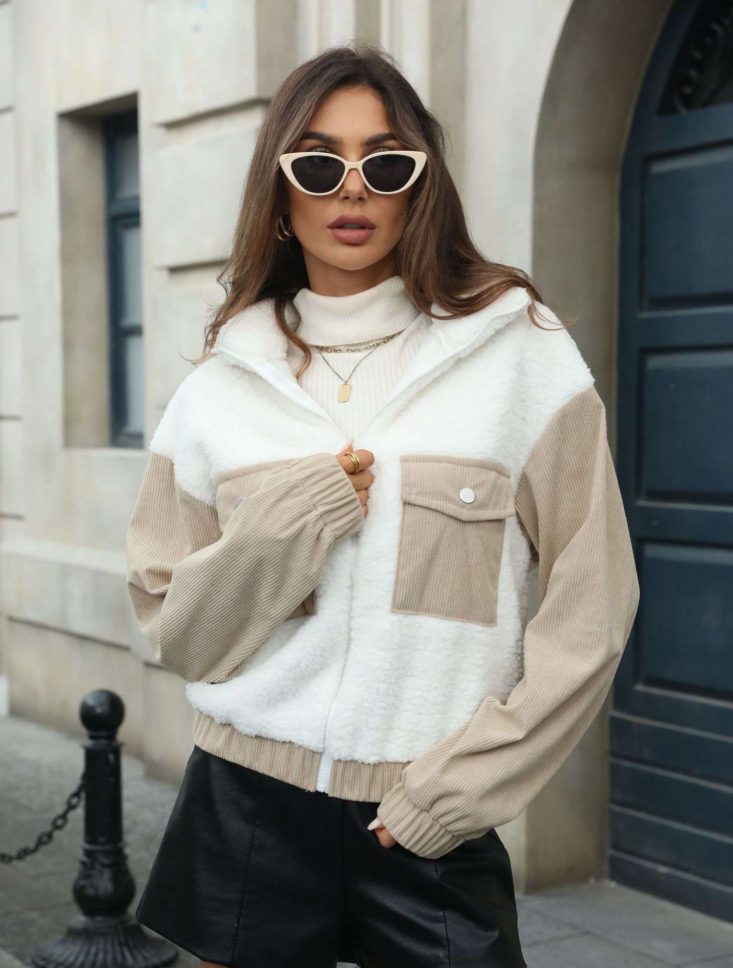 Contrast Zip Up Long Sleeve Jacket image 0