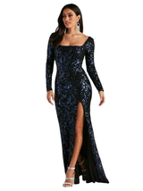 Formal Sequin Lace-Up Dress image 0
