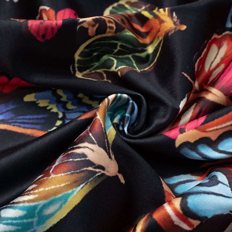 Mixed Print Flare Pants with Crossover Waist image 5