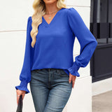 V-Neck Long Sleeve Blouse with Textured Fabric image 3
