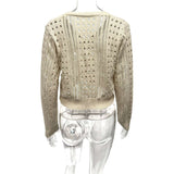 Openwork Button-Front Knit Cardigan jacket image 4