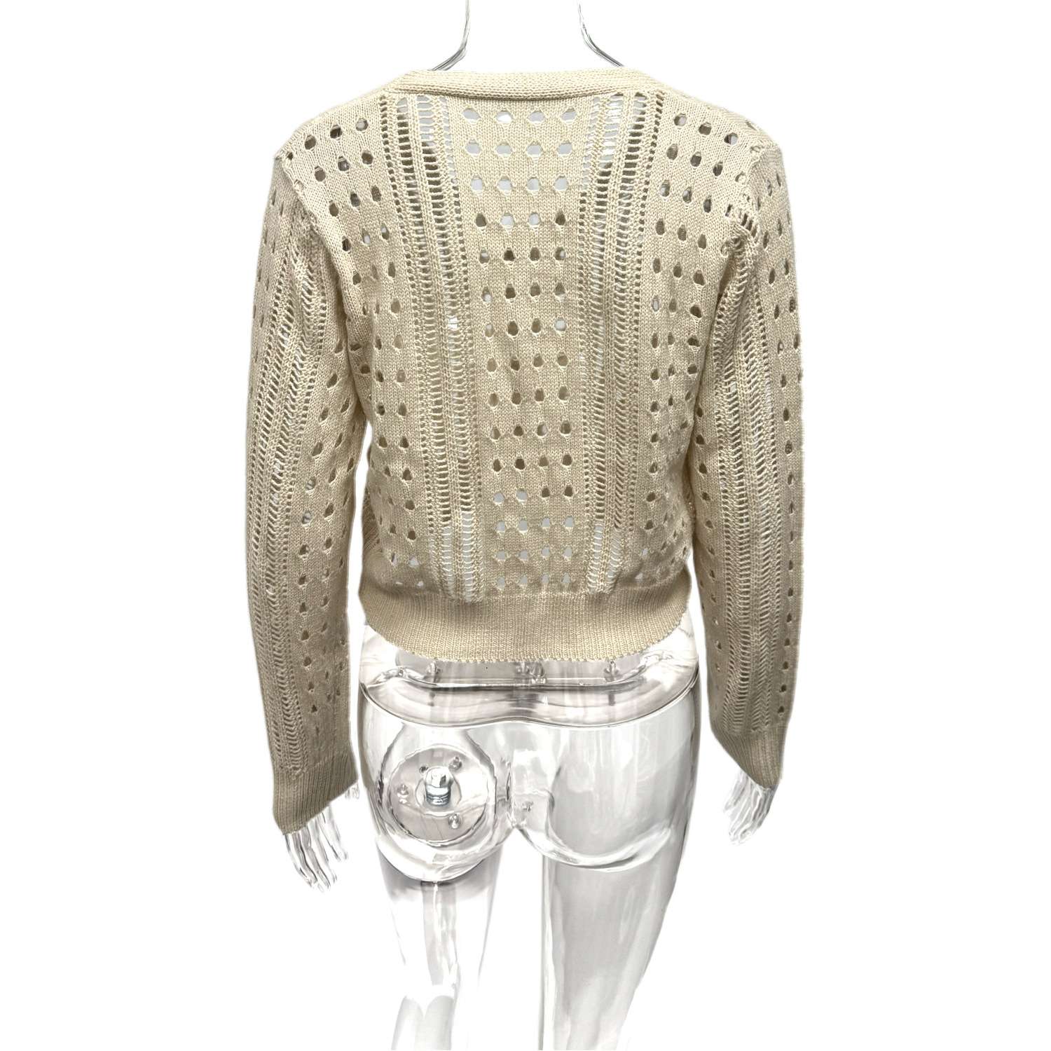 Openwork Button-Front Knit Cardigan jacket image 4