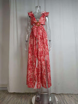 Cut-Out Maxi Dress with Ruffle Details image 5