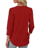 V-Neck Blouse with Button-Accented Sleeves image 5
