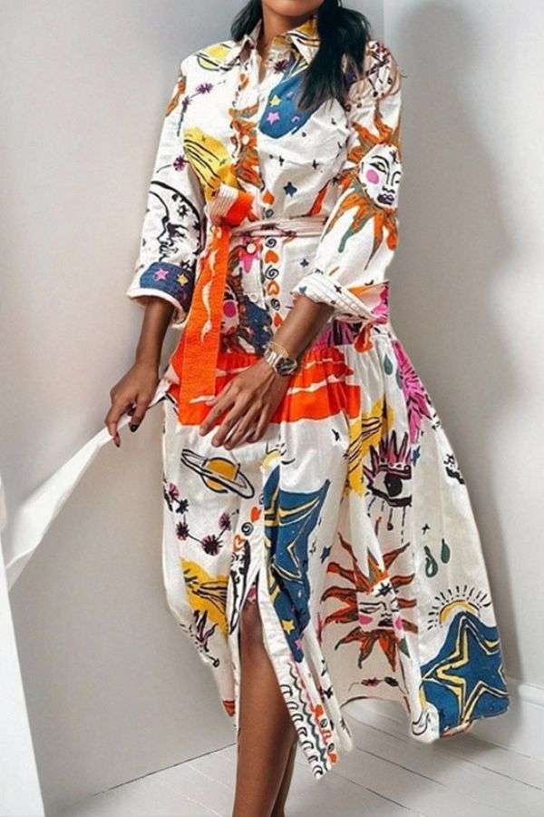 Summer Long Midi Dress with waist belt image 0