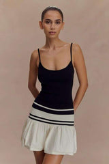 Striped Hem Dress with Ruffled Skirt image 0