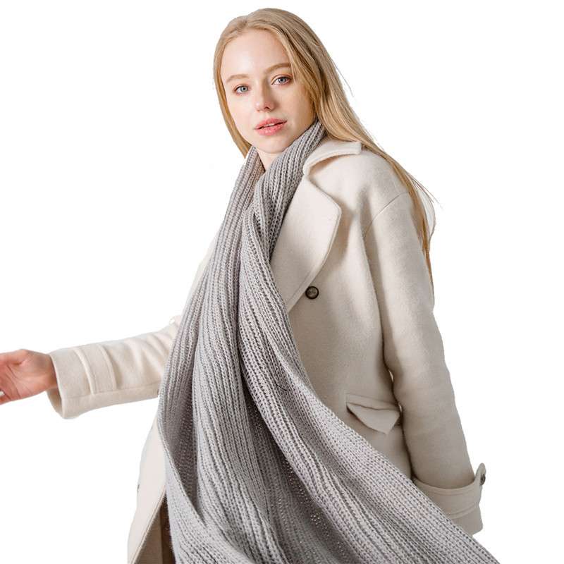 Elegant solid knit scarf warm for winter image 6