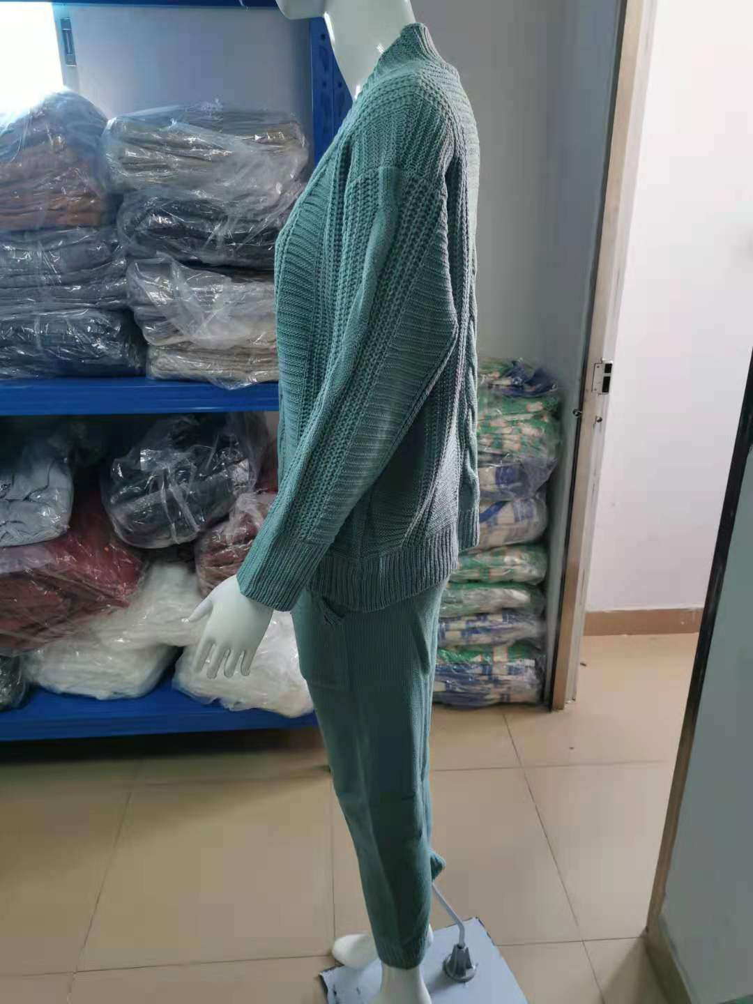 V-Neck and Buttons Loose Knitted Suit image 6