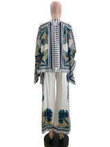 Asymmetrical Print Casual Shirt Top & Pants Set image 5
