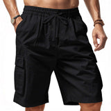 Men's Drawstring Cargo Shorts - L, Black image