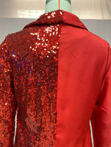 Sequin Dress Deep V Neck Long Sleeve Trendy Patchwork image 4