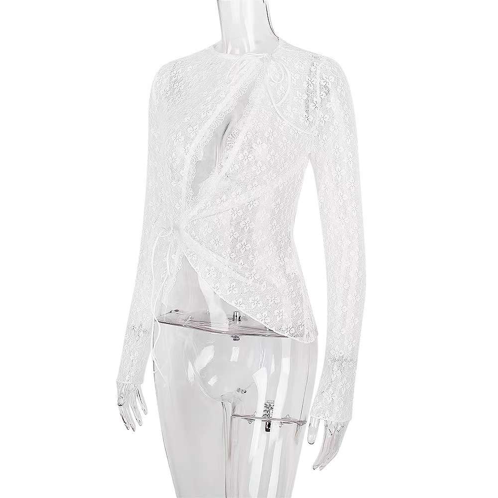 Long-Sleeve Wrap Top with Asymmetrical Design image 5