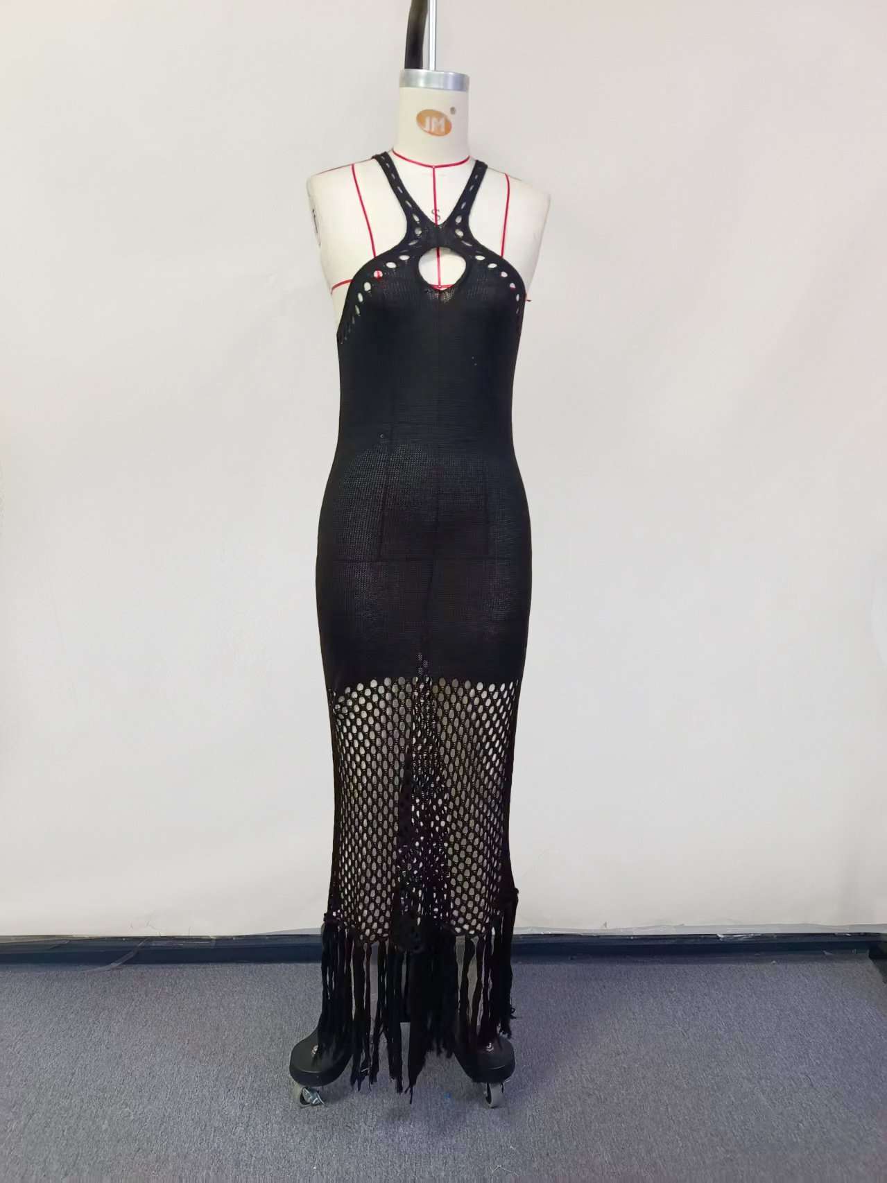 Chic Black Fringe Maxi Dress image 3