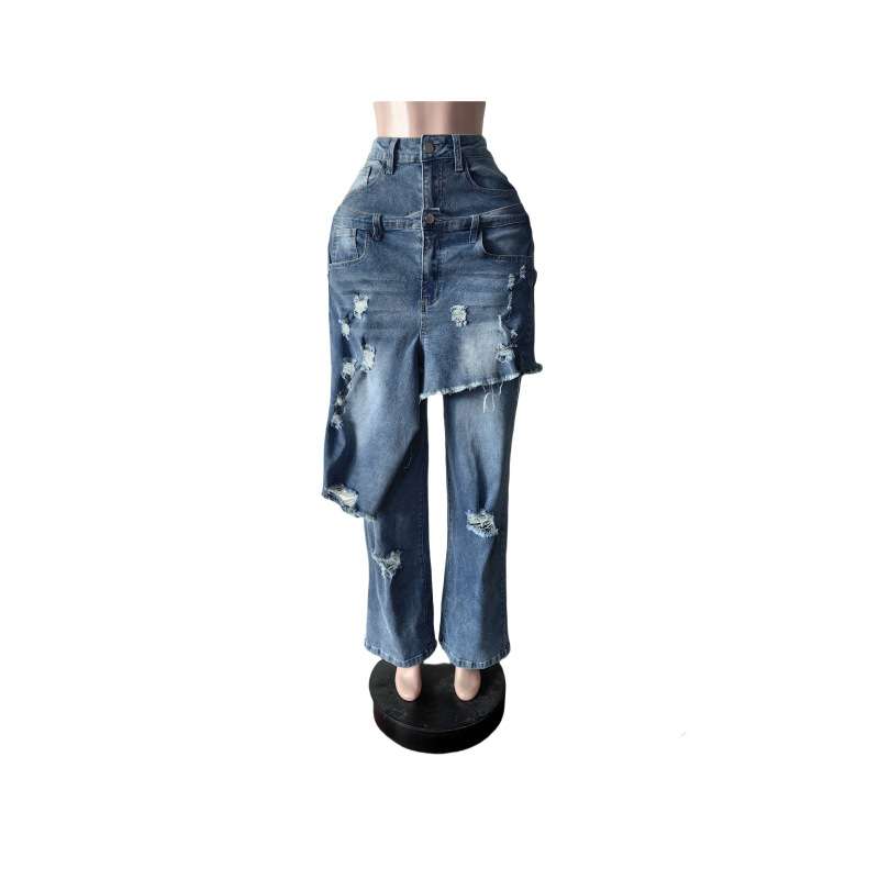 Distressed Wide-Leg High-Waisted Jeans image 5