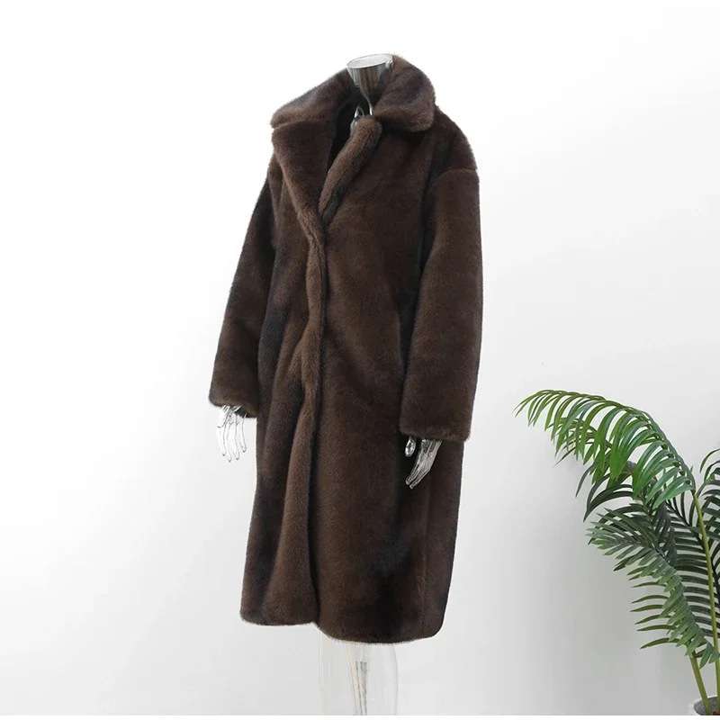 Faux Fur Long Coat Fashionable Fluffy Plush Coat image 6