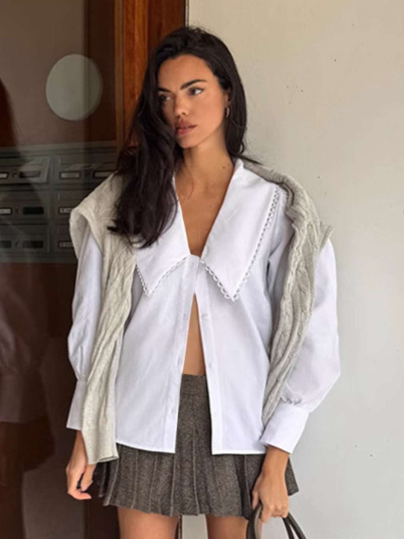 White Jacket with Peter Pan Collar image 3