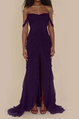 Off-Shoulder Pink Ruffled Gown image 1