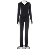 Plain Zipper Hooded Jacket Pant Sets image 3