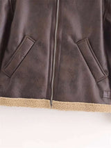 Shearling-Lined Faux Leather Aviator Jacket image 5