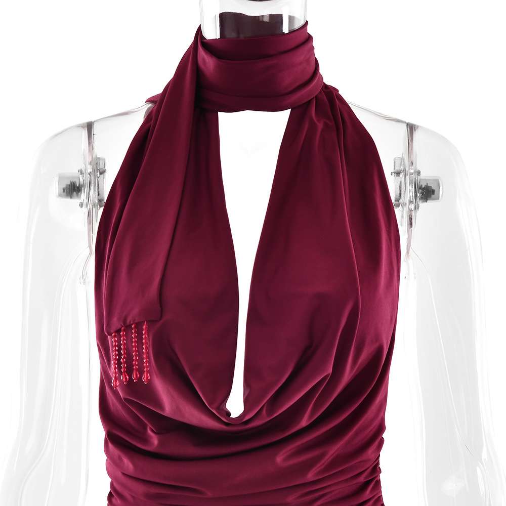 Halter Drape Top and Beaded Fringe Skirt image 6